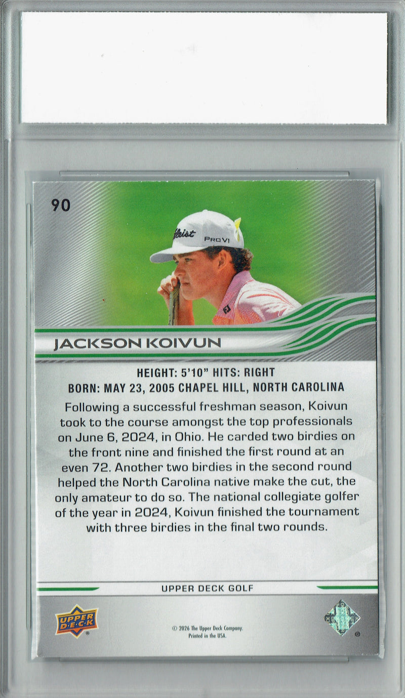 Jackson Koivun Rookie Card 2026 Upper Deck #90 Debut Date, PGI 10