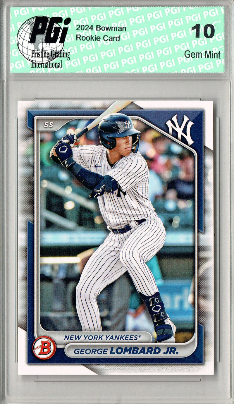 George Lombard Jr. Rookie Card 2024 Bowman Draft #BD-118, PGI 10, New York Yankees Baseball