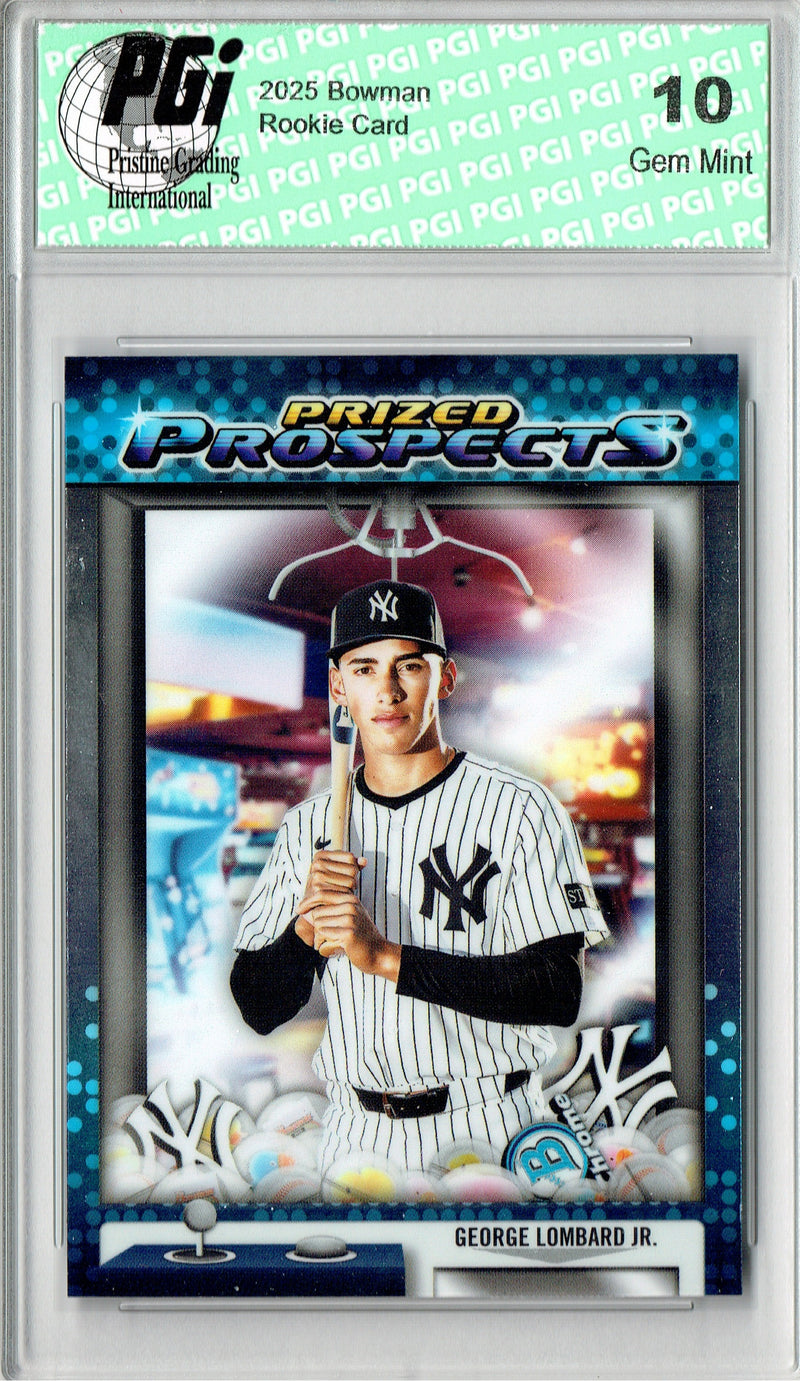 George Lombard Jr. Rookie Card 2025 Bowman Chrome #PP3 Prized Prospects, PGI 10, New York Yankees Baseball
