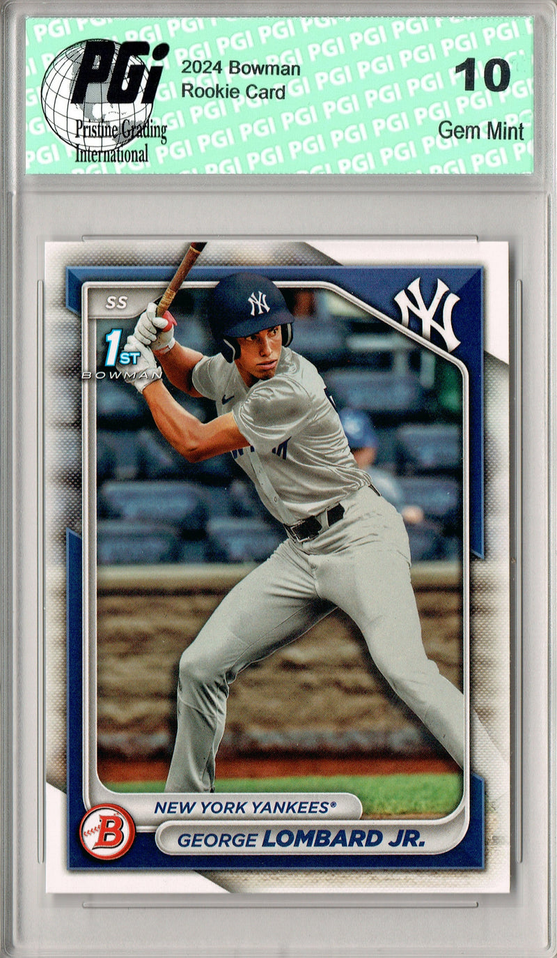 George Lombard Jr. Rookie Card 2024 Bowman #BP-79 1st, PGI 10, New York Yankees Baseball