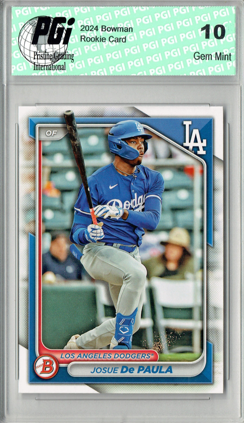 Josue De Paula Rookie Card 2024 Bowman #BD-47, PGI 10, Los Angeles Dodgers Baseball