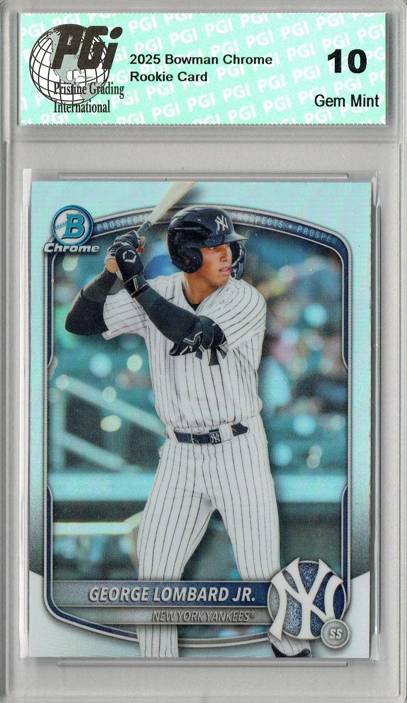 George Lombard Jr. Rookie Card 2025 Bowman Chrome #BDC-43 Refractor, PGI 10, New York Yankees Baseball