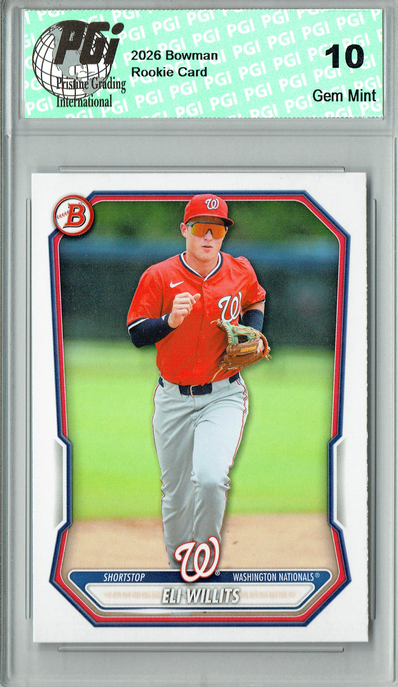Eli Willits Rookie Card 2026 Bowman #BP-95, PGI 10, Washington Nationals Baseball
