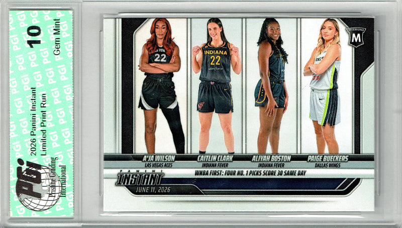 2026 Panini Instant #149 4 #1s Score 30 Caitlin Bueckers A'ja Aliyah Card PGI 10