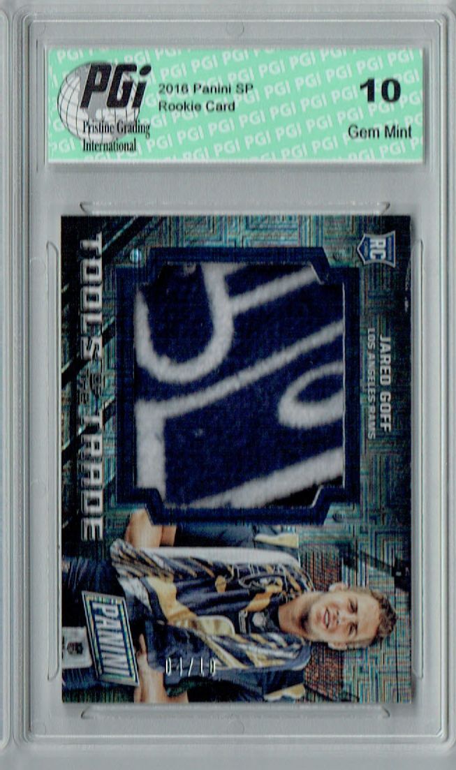 Jared Goff 2016 Panini SP #7 Towel Swatch, Only 10 Made Rookie Card PGI 10