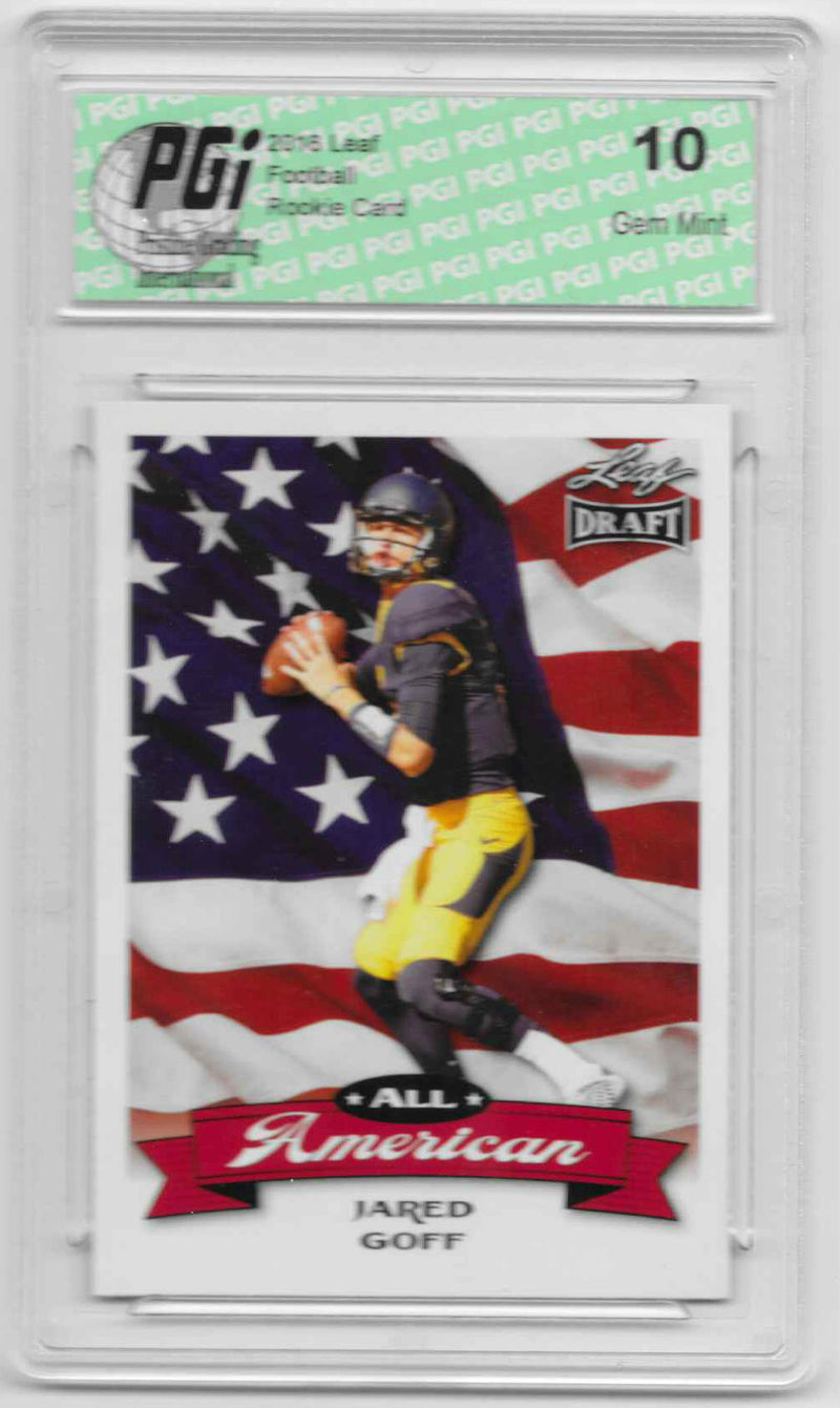 Jared Goff Rookie Card Los Angeles PGI 10 Gem Mint Football Trading Card 2016 Leaf Draft #AA-07 All-American