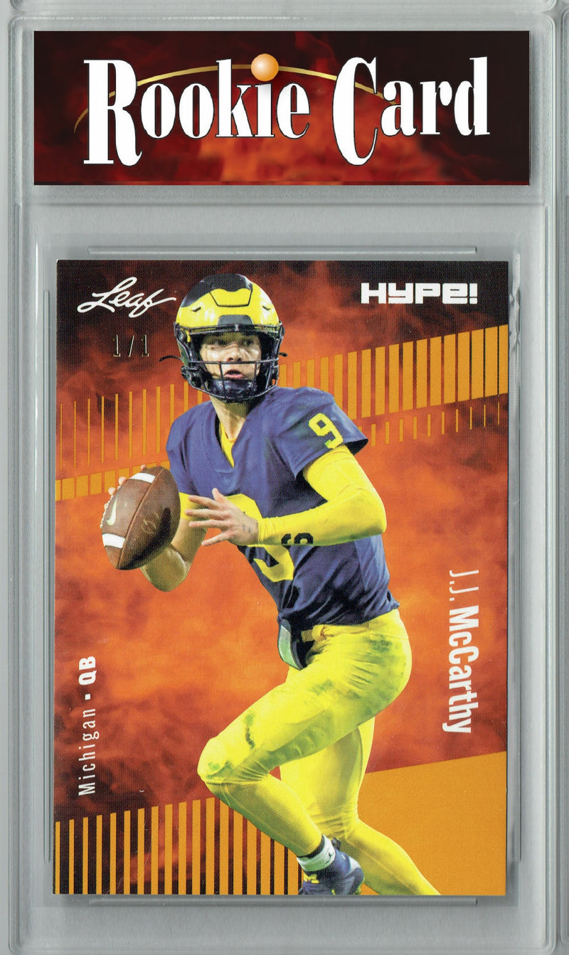 J.J. McCarthy Rookie Card Minnesota Football Trading Card 2023 Leaf HYPE! #122A Gold Blank Back 1/1  Certified Mint+