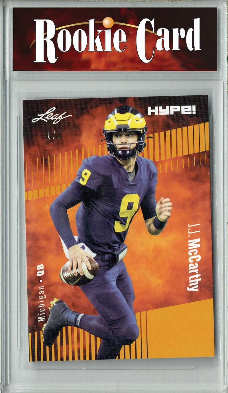 J.J. McCarthy Rookie Card Minnesota Football Trading Card 2023 Leaf HYPE! #122 Gold Blank Back 1/1  Certified Mint+