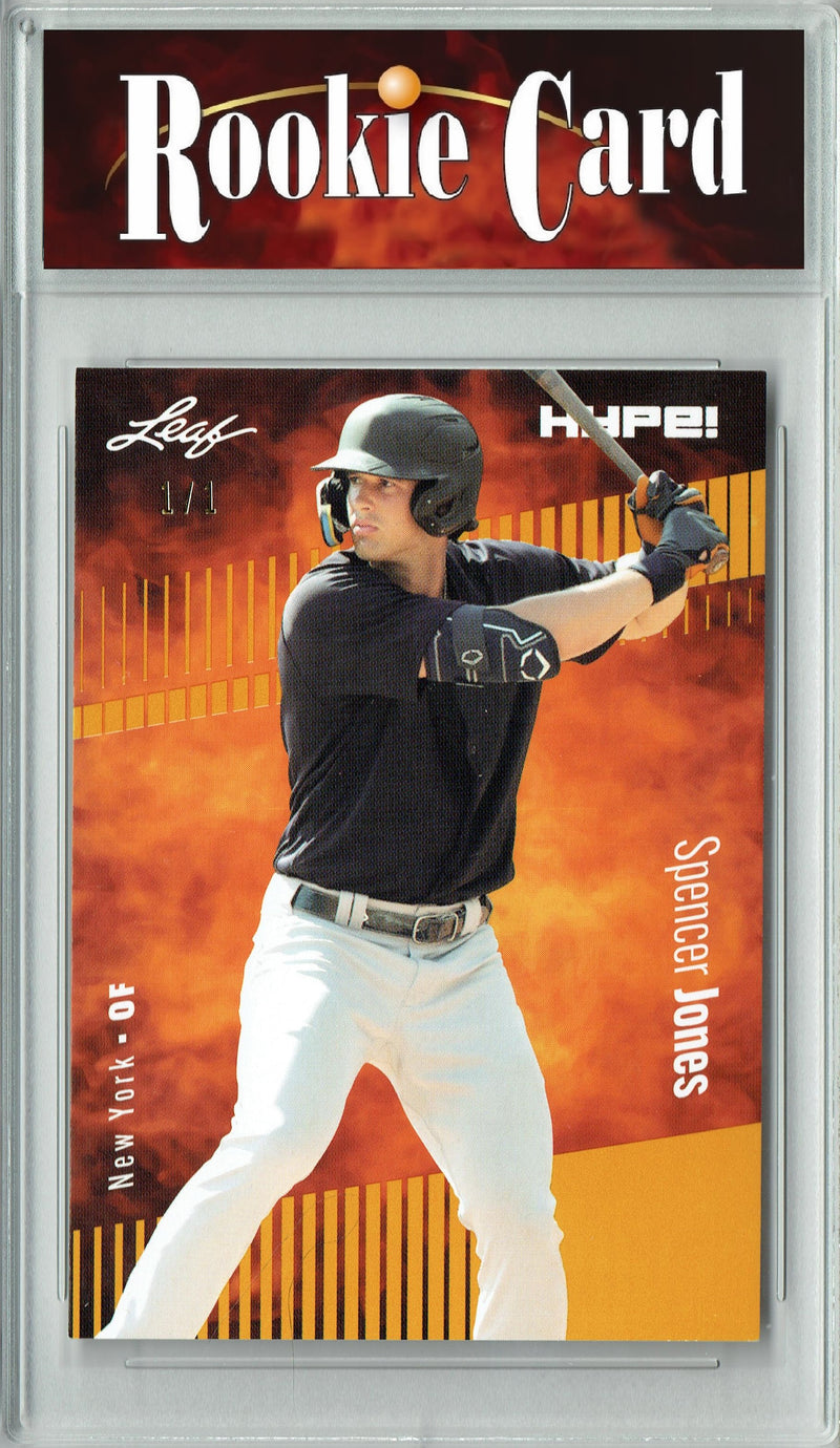 Certified Mint+ Spencer Jones 2023 Leaf HYPE #136A Gold Blank Back #1/1 Rookie Card New York Yankees