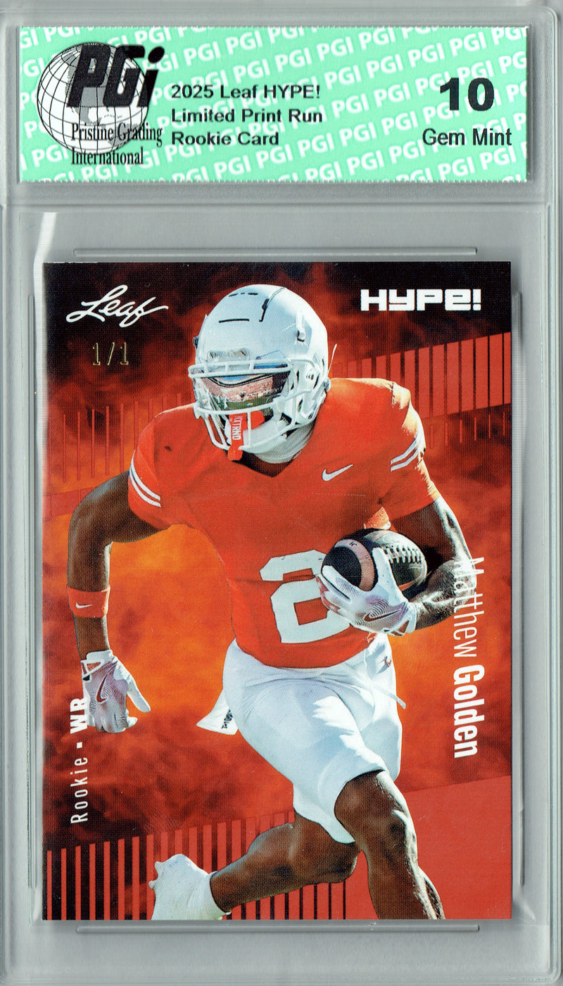 Matthew Golden Rookie Card Green Bay PGI 10 Football Trading Card 2025 Leaf HYPE! #186 Masterpiece 1 of 1