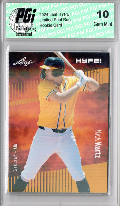 Nick Kurtz 2024 Leaf HYPE! #149 Gold Shimmer 1 of 1 Rookie Card PGI 10
