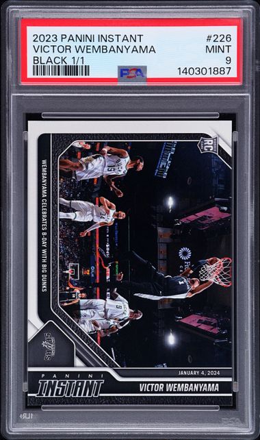 PSA 9 Victor Wembanyama 2023 Panini Instant #226 Black 1 of 1 Rookie Card San Antonio Spurs