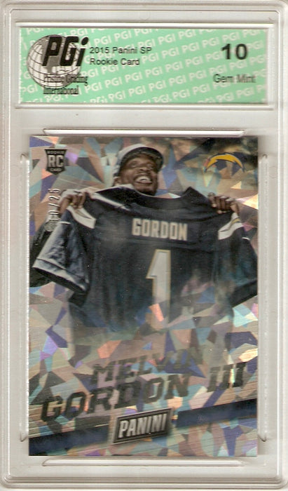 2015 Panini Cracked Ice Rookie Card SP #1/25 Made Melvin Gordon PGI 10