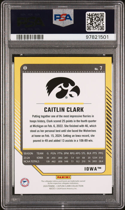 PSA 8 2024 Panini Caitlin Clark Collection #7 Donruss Green #2/6 Rookie Card