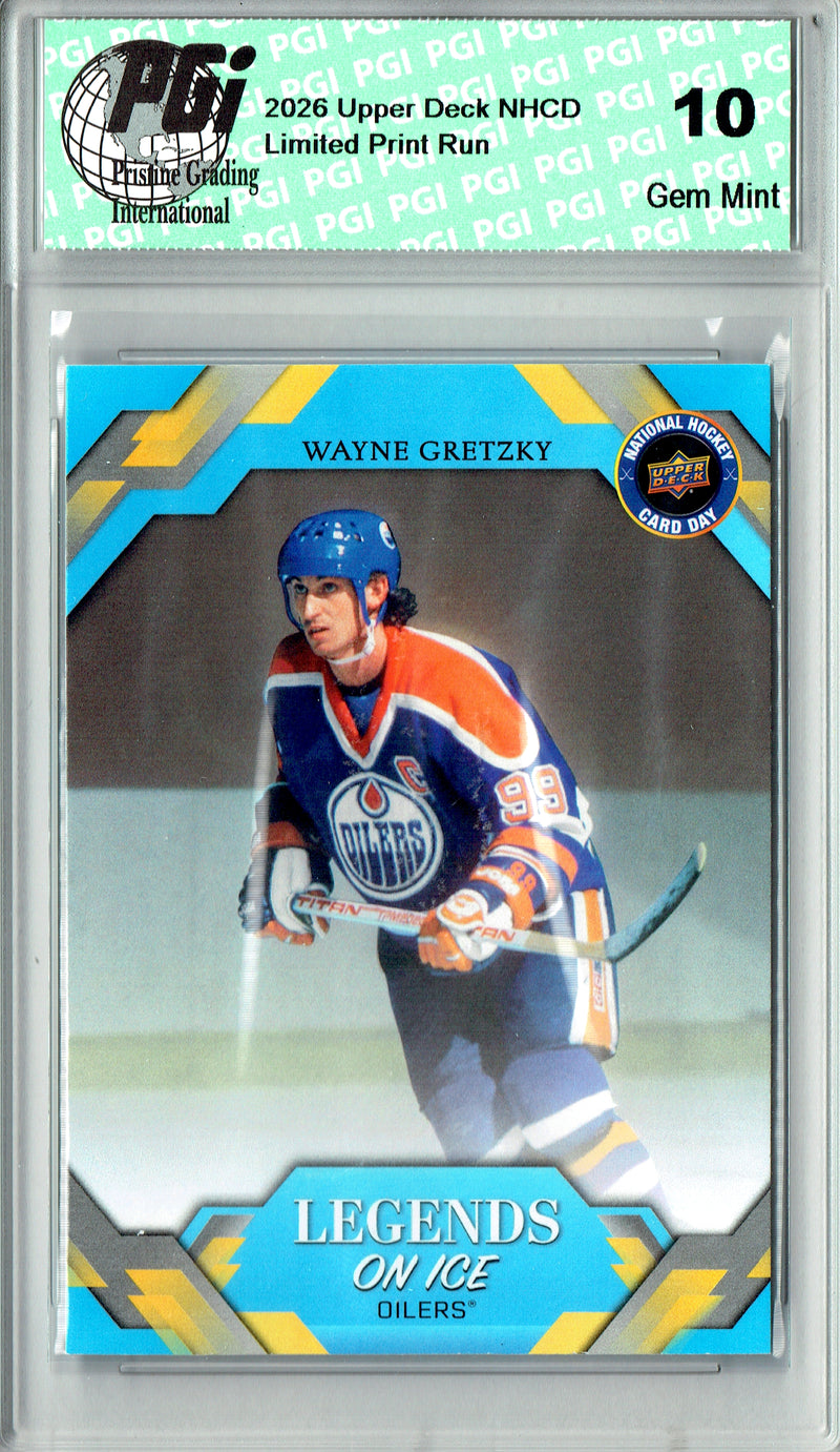 Wayne Gretzky Trading Card 2026 Upper Deck #NHCD-21 National Hockey Card Day, PGI 10, Edmonton Oilers Hockey