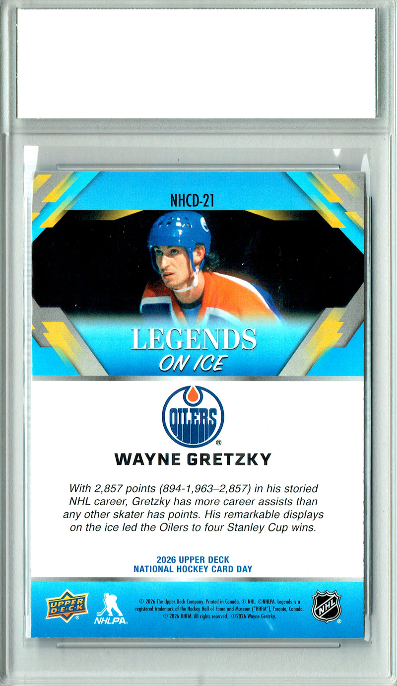 Wayne Gretzky Trading Card 2026 Upper Deck #NHCD-21 National Hockey Card Day, Certified Mint+ Condition, Edmonton Oilers Hockey