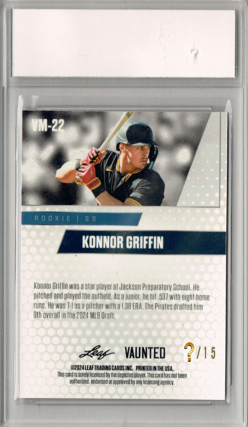 Konnor Griffin 2024 Leaf Vaunted Metal #VM-22 Purple 15 Made Rookie Card PGI 10