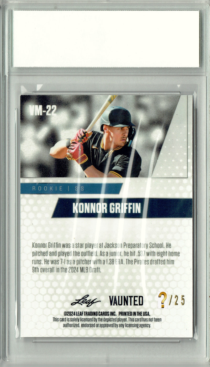 Konnor Griffin 2024 Leaf Vaunted Metal #VM-22 Silver 25 Made Rookie Card PGI 10
