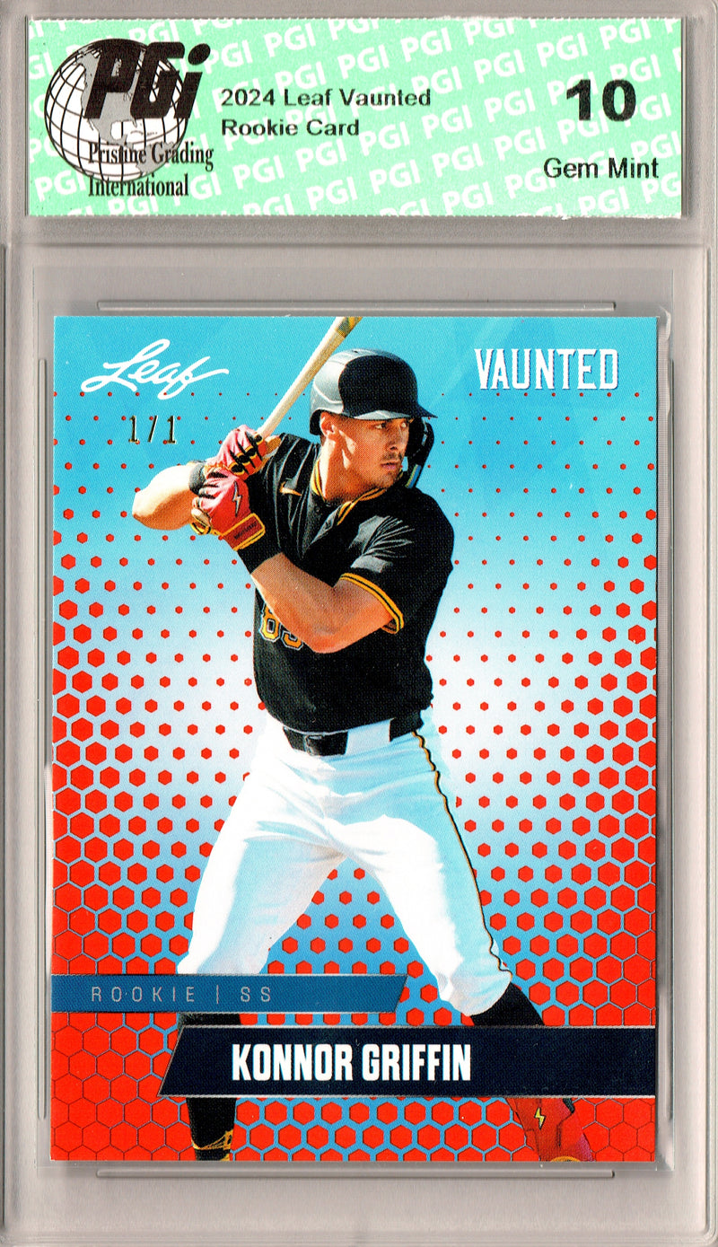 Konnor Griffin Rookie Card 2024 Leaf Vaunted #V-23 1/1 Orange Blank Back, PGI 10, Pittsburgh Pirates Baseball