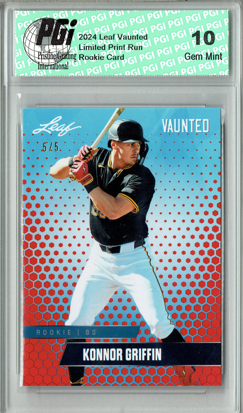Konnor Griffin 2024 Leaf Vaunted #V-23 Red SP 5 Made Rookie Card PGI 10