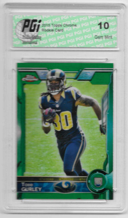 Todd Gurley 2015 Topps Chrome Green Refractor Rookie Card #110 PGI 10 Rams