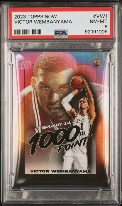 PSA 8 Victor Wembanyama 2023 Topps Now #VW1 1000th Point! Rookie Card