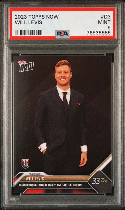 PSA 9 MINT Will Levis 2023 Topps Now #D3 Rookie Card Draft Night