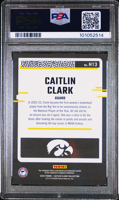 PSA 8 Caitlin Clark 2024 Panini #H13 Stars 173/299 Rookie Card