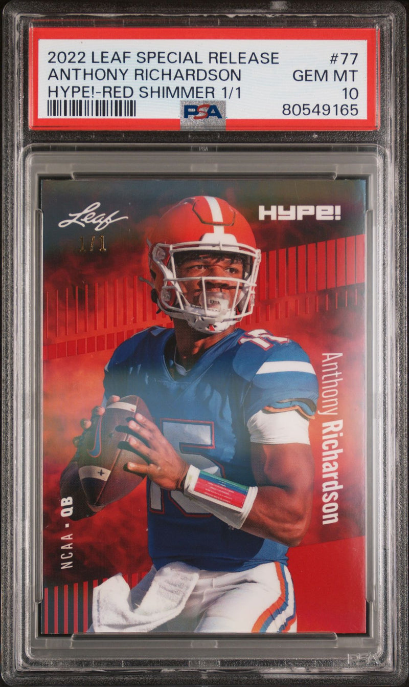 PSA 9 Anthony Richardson 2022 Leaf Hype! #77 Red Shimmer 1/1 Rookie Card