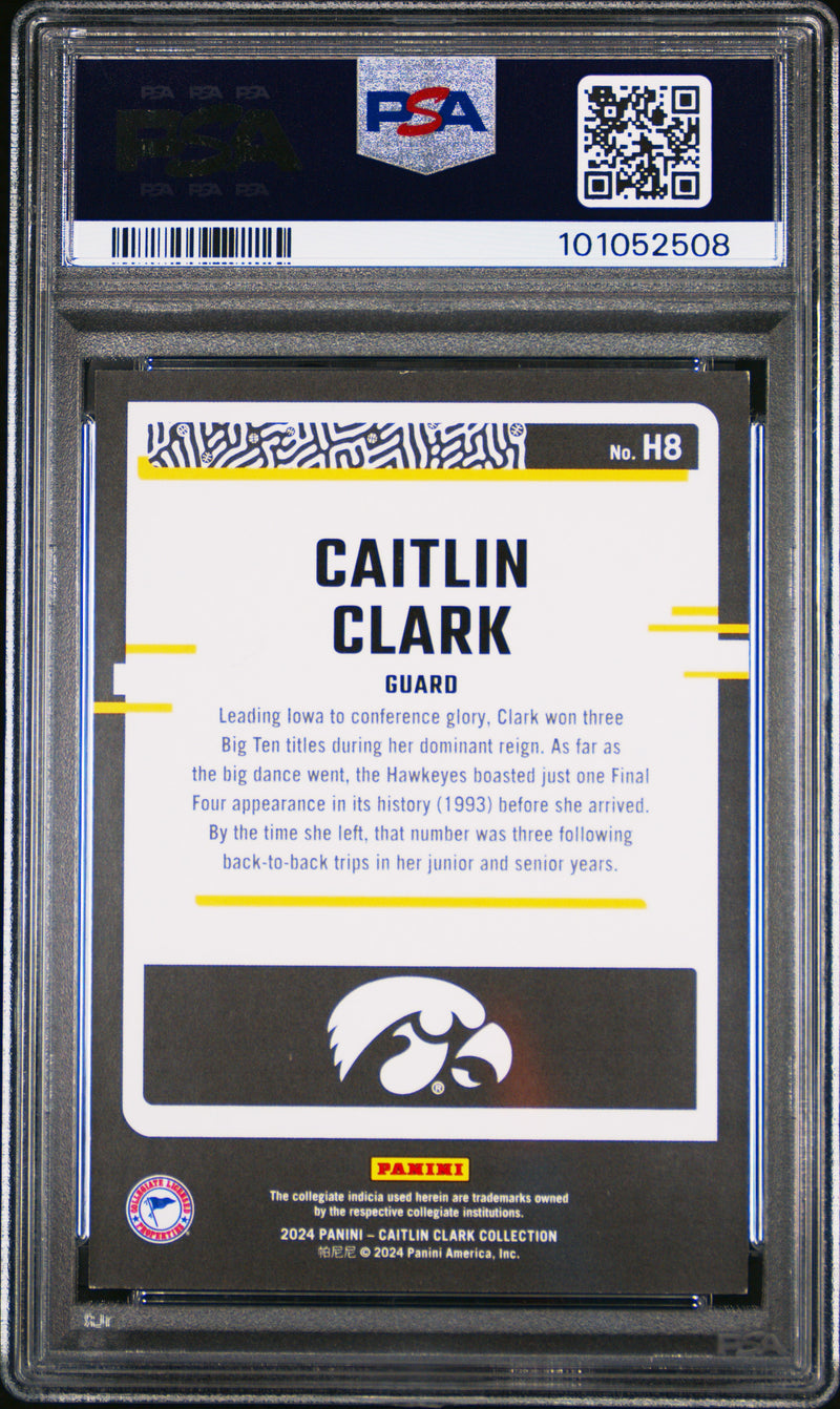PSA 8 Caitlin Clark 2024 Panini #H8 Hearts 196/199 Rookie Card Indiana Fever