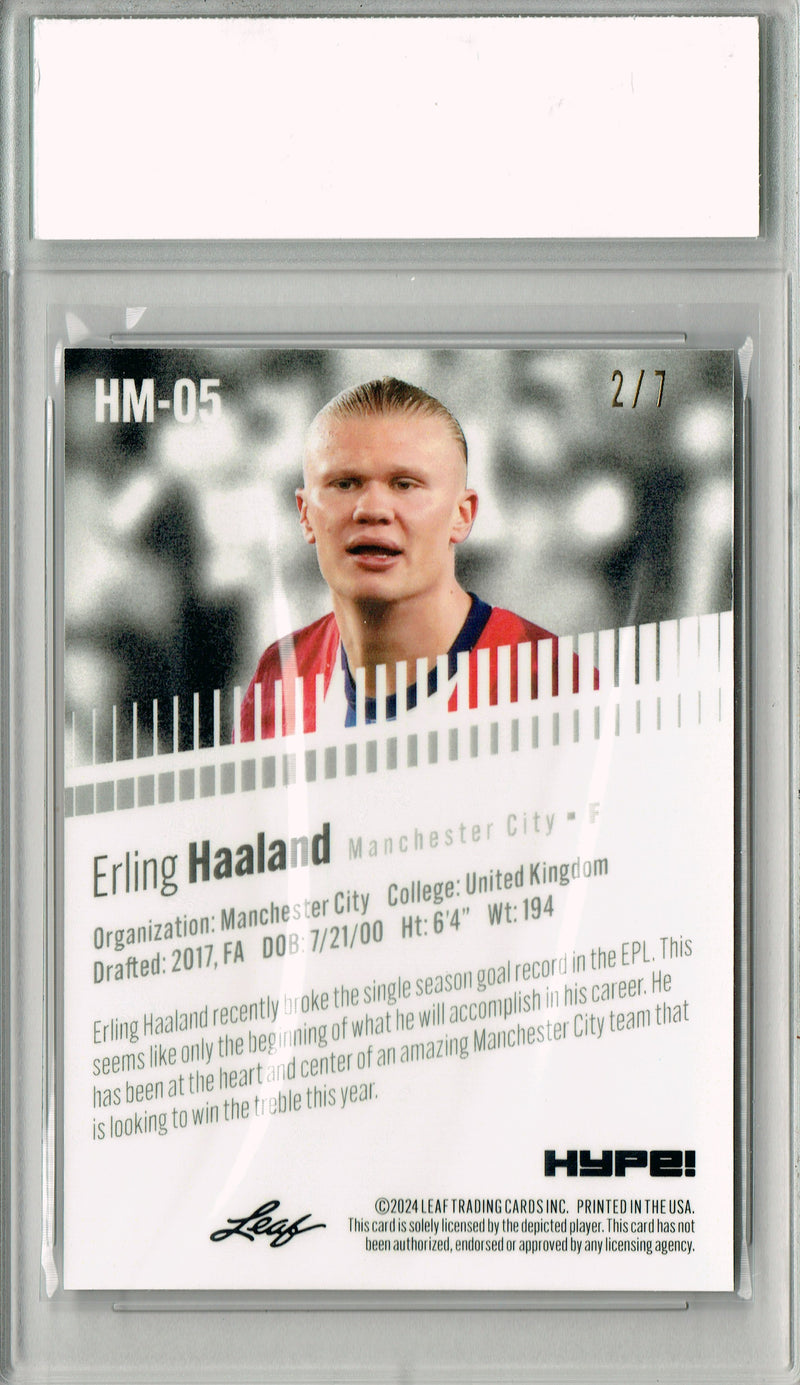 Erling Haaland 2024 Leaf HYPE! Metal #HM-05 Black Only 7 Made Rookie Card PGI 10