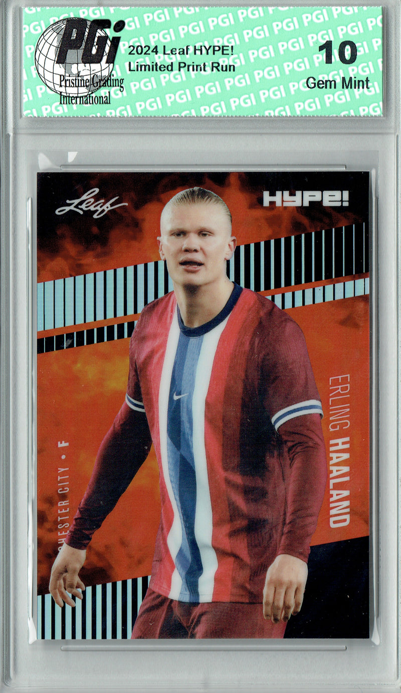 Erling Haaland 2024 Leaf HYPE! Metal #HM-05 Black Only 7 Made Rookie Card PGI 10