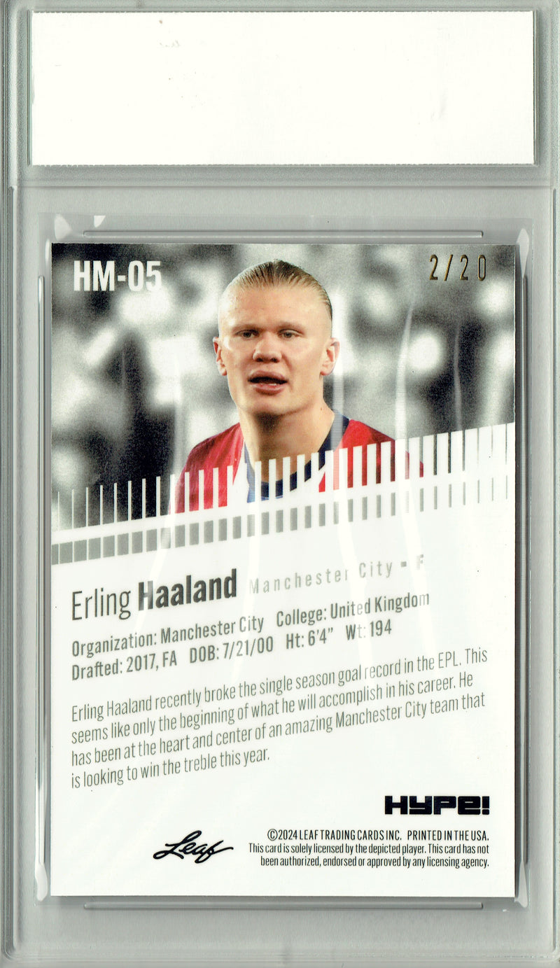 Erling Haaland 2024 Leaf HYPE! Metal #HM-05 Blue Only 20 Made Rookie Card PGI 10