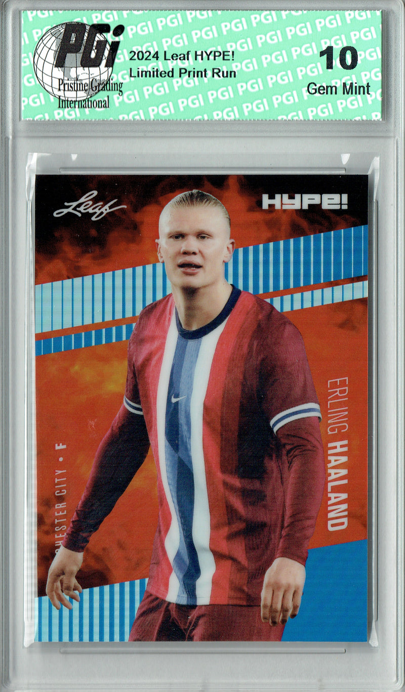 Erling Haaland 2024 Leaf HYPE! Metal #HM-05 Blue Only 20 Made Rookie Card PGI 10