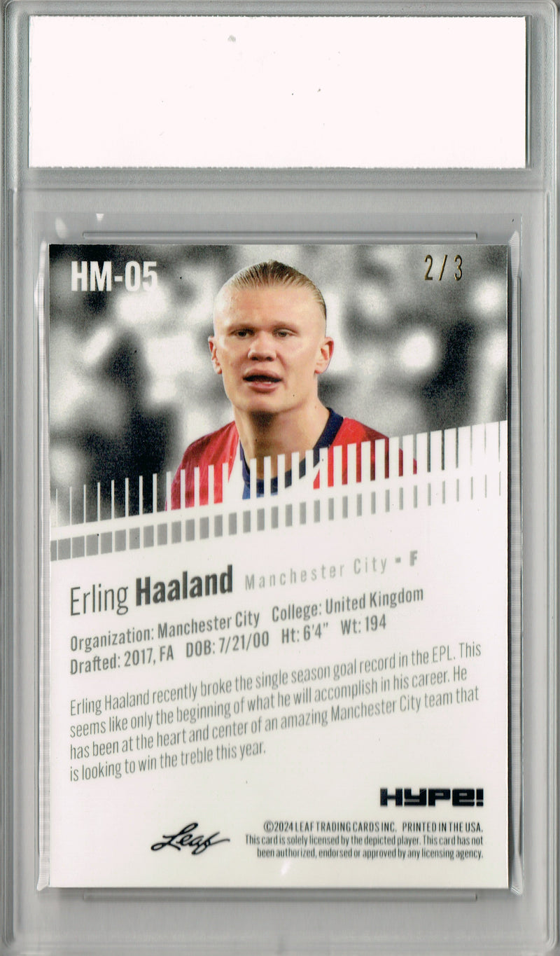 Erling Haaland 2024 Leaf HYPE! Metal #HM-05 Orange Only 3 Made Rookie Card PGI 10