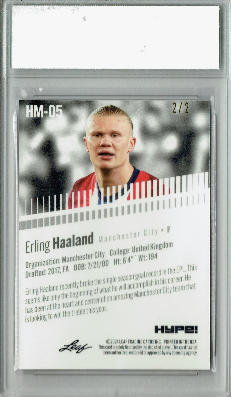 Erling Haaland Rookie Card 2024 Leaf HYPE! Metal #HM-05 Red Only 2 Made PGI 10 Gem Mint Soccer Trading Card