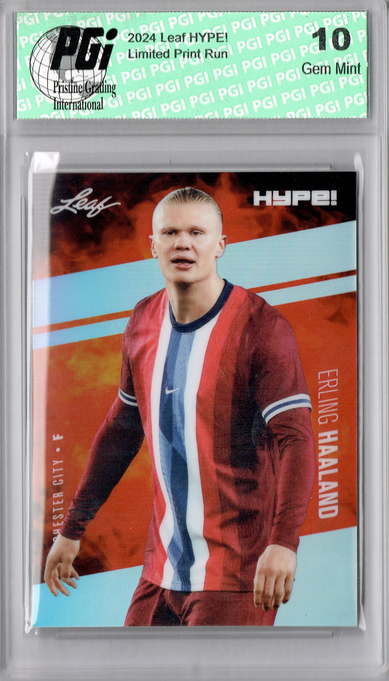 Erling Haaland Rookie Card 2024 Leaf HYPE! Metal #HM-05 Silver Only 25 Made PGI 10 Gem Mint Soccer Trading Card