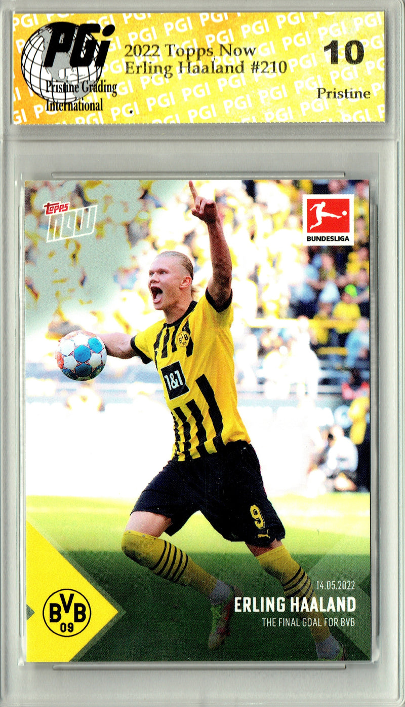 Erling Haaland 2022 Topps Now #210 PRISTINE Rare Trading Card PGI 10