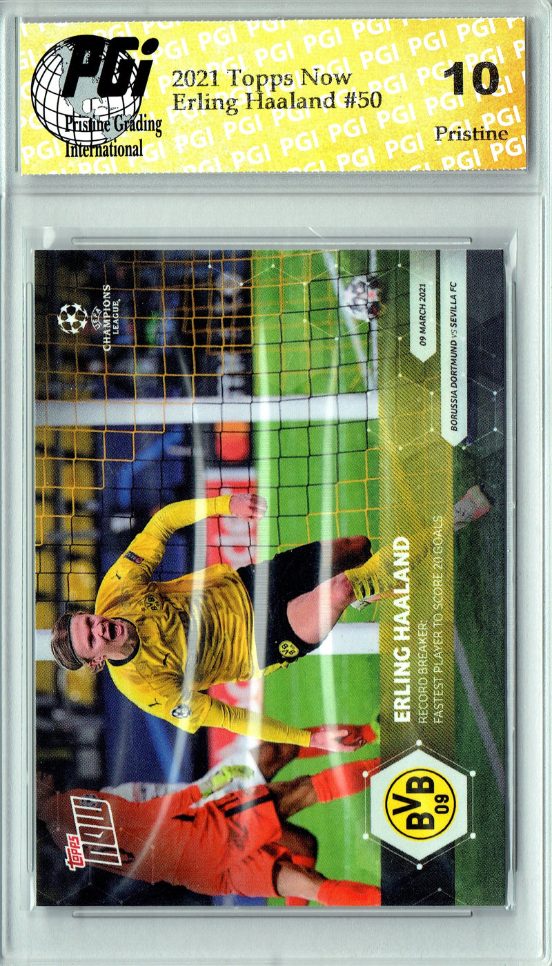 Erling Haaland 2021 Topps Now #50 PRISTINE Rare Trading Card PGI 10