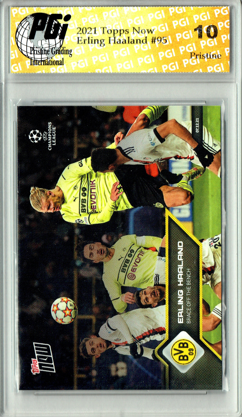 Erling Haaland 2021 Topps Now #95 PRISTINE Rare Trading Card PGI 10