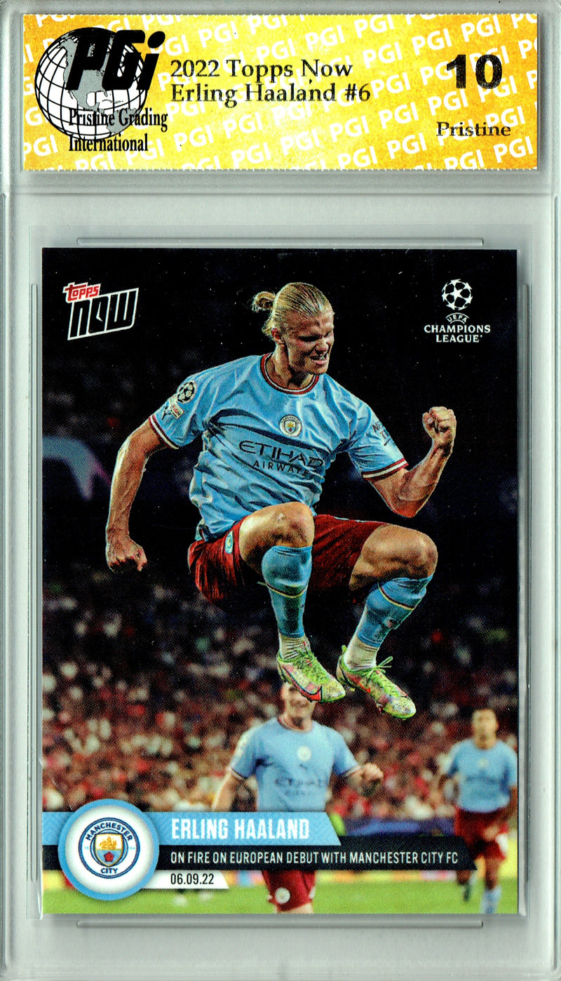 Erling Haaland 2022 Topps Now #6 PRISTINE Trading Card PGI 10