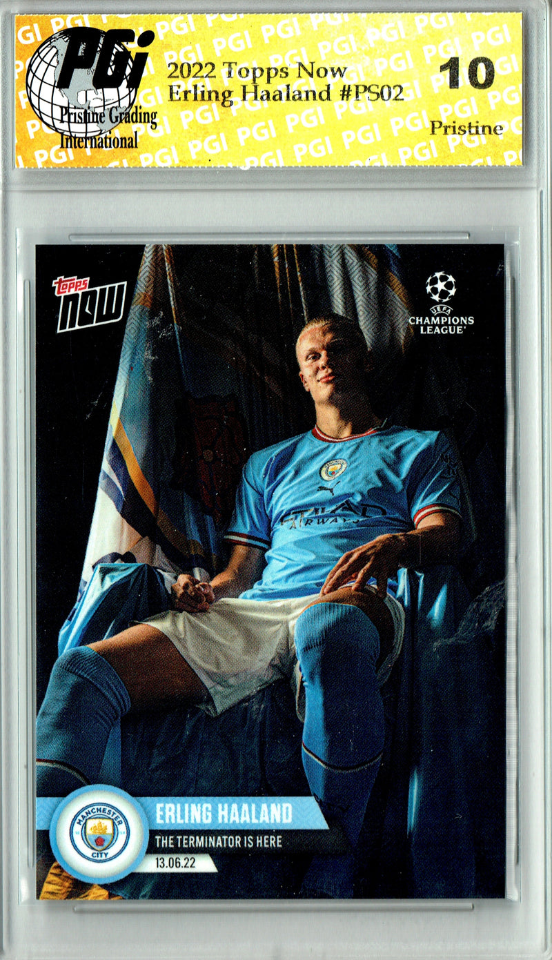 Erling Haaland 2022 Topps Now #PS02 PRISTINE Trading Card PGI 10