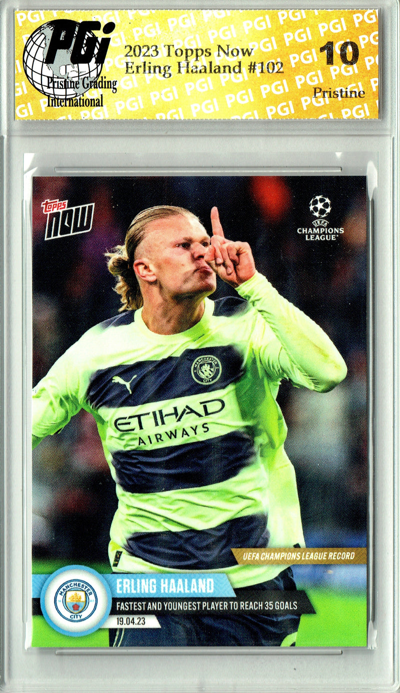 Erling Haaland 2023 Topps Now #102 PRISTINE Trading Card PGI 10
