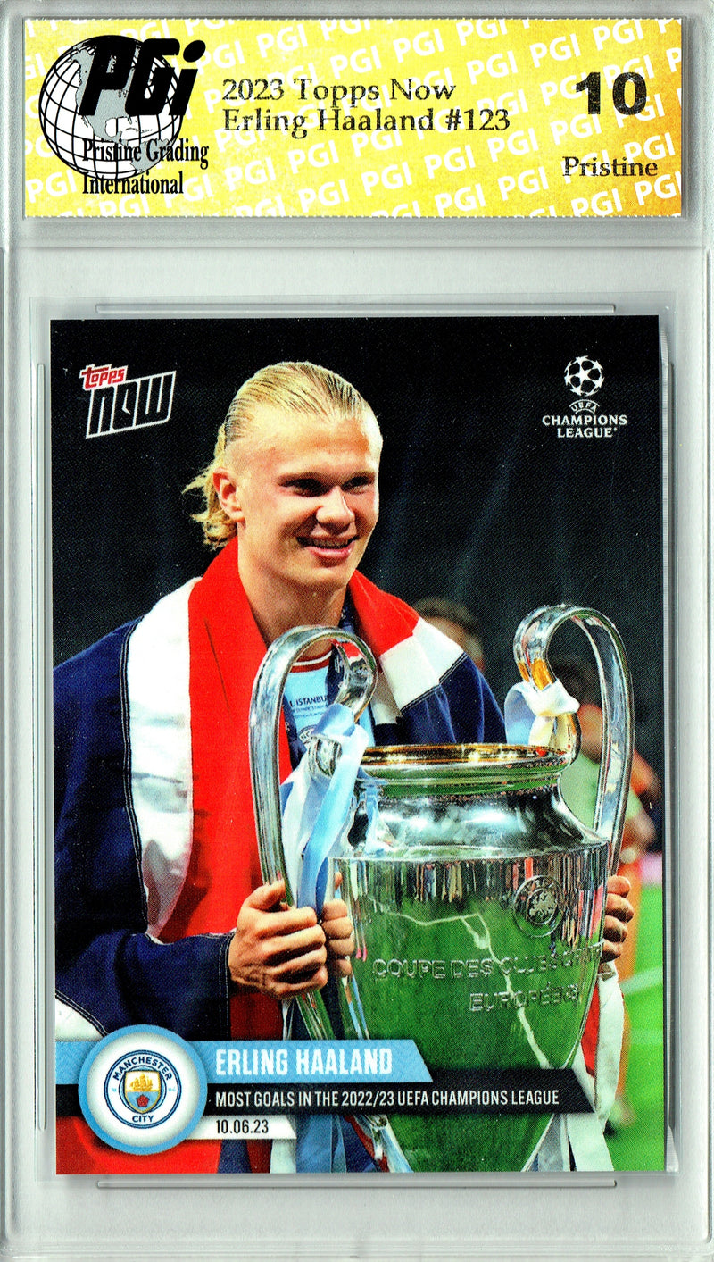 Erling Haaland 2023 Topps Now #123 PRISTINE Trading Card PGI 10