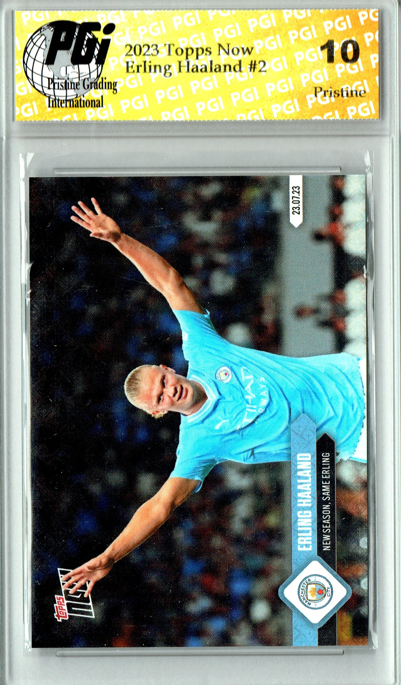 Erling Haaland 2023 Topps Now #2 PRISTINE Trading Card PGI 10