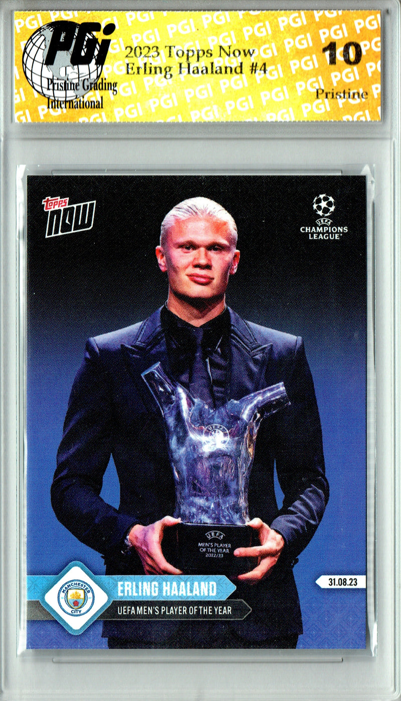 Erling Haaland 2023 Topps Now #4 PRISTINE Rare Trading Card PGI 10