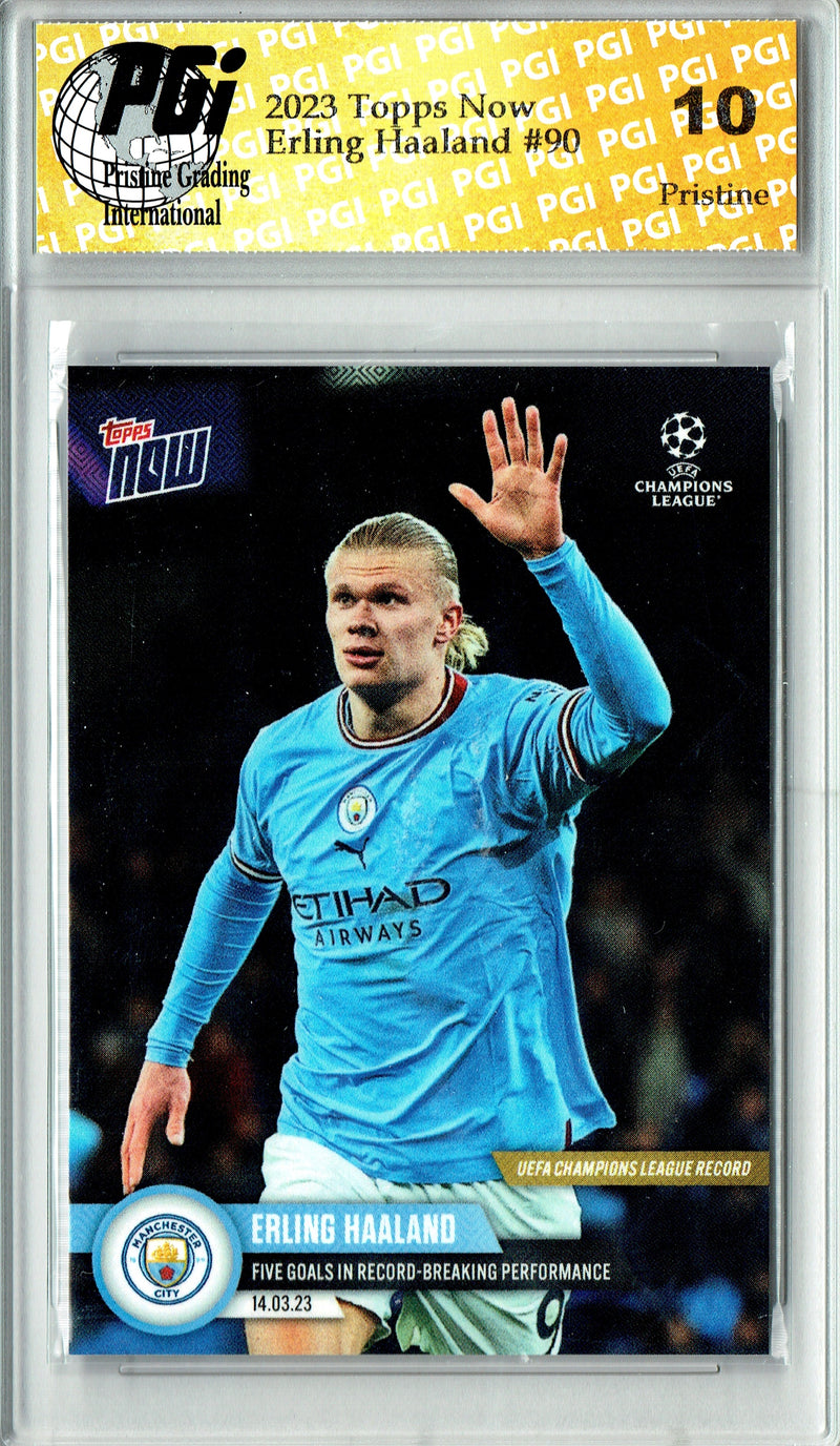 Erling Haaland 2023 Topps Now #90 PRISTINE Trading Card PGI 10