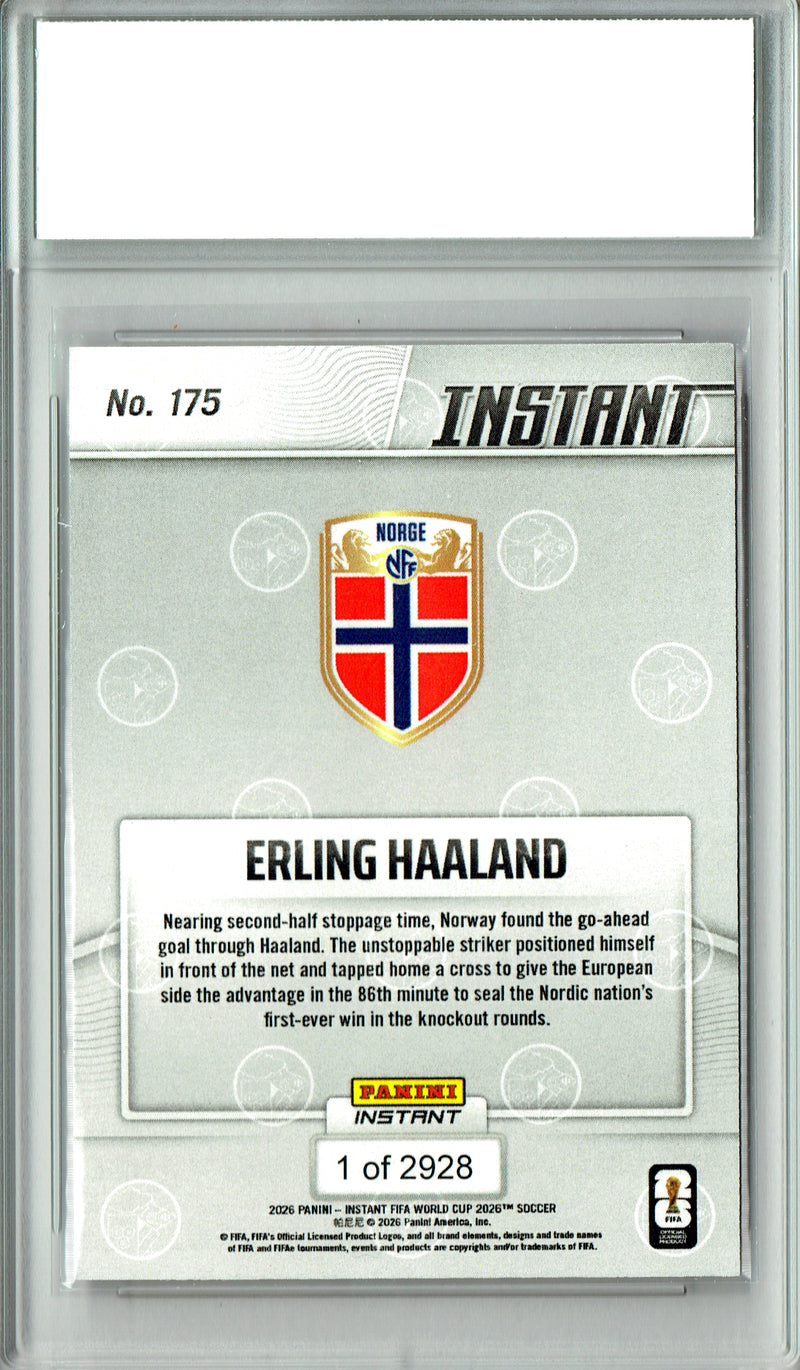Erling Haaland Trading Card 2026 Panini Instant #175 2928 Made, Certified Mint+ Condition, Norway Soccer