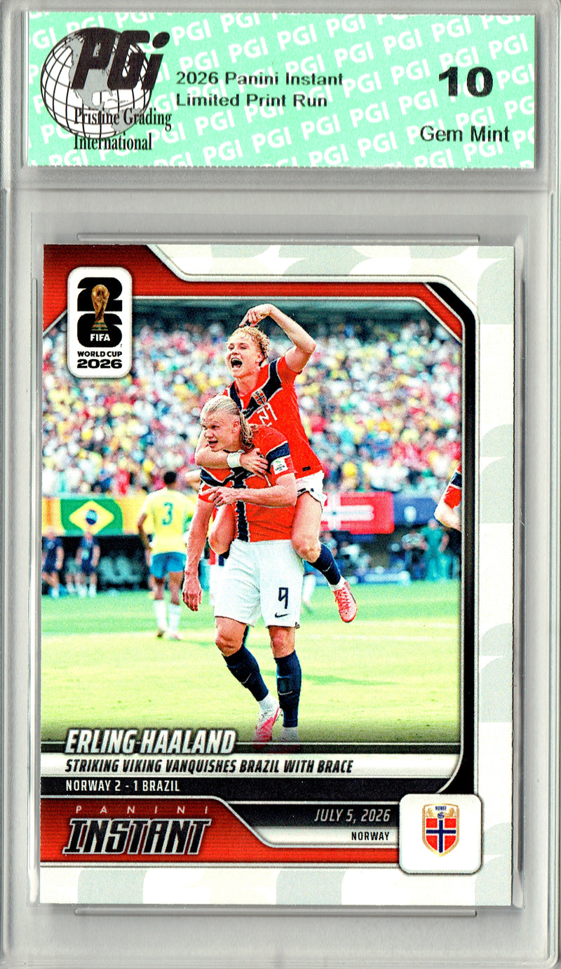 Erling Haaland 2026 Panini Instant #205 Viking Vanquishes Trading Card PGI 10