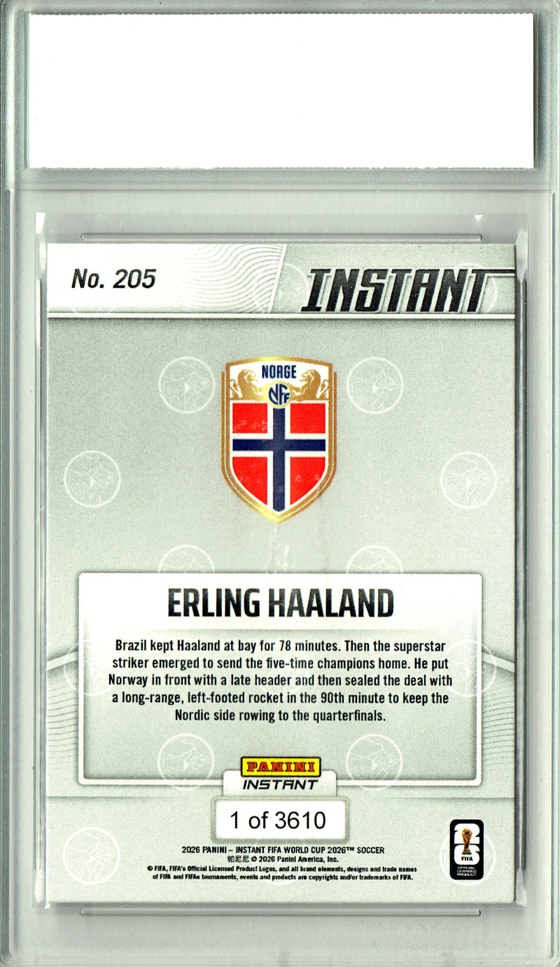 Erling Haaland 2026 Panini Instant #205 Viking Vanquishes Trading Card PGI 10